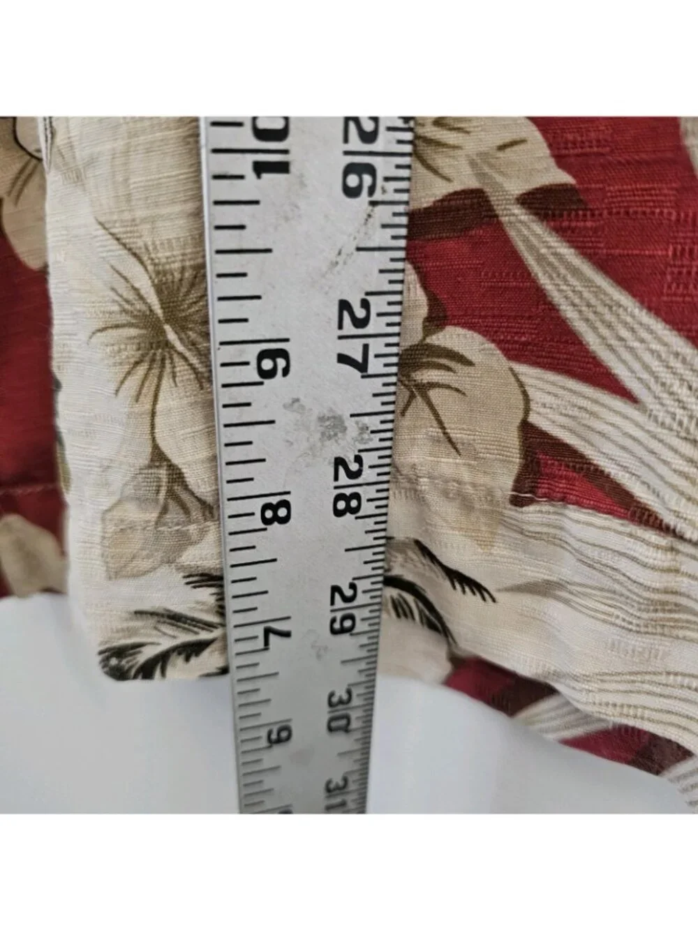 BERMUDA BAY Men's Hawaiian Shirt Size XXL Red Beige Btn Dwn Hibiscus Palms Print